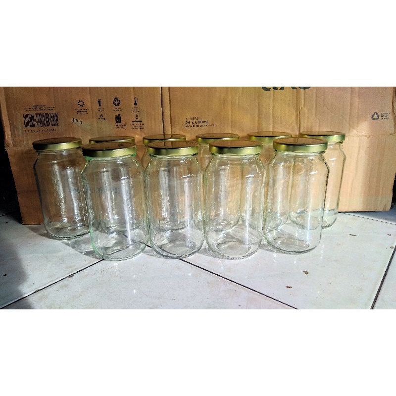 Jual TOPLES KACA 500ML POLOS Bulat JAR KACA 500ML Tutup Alumunium