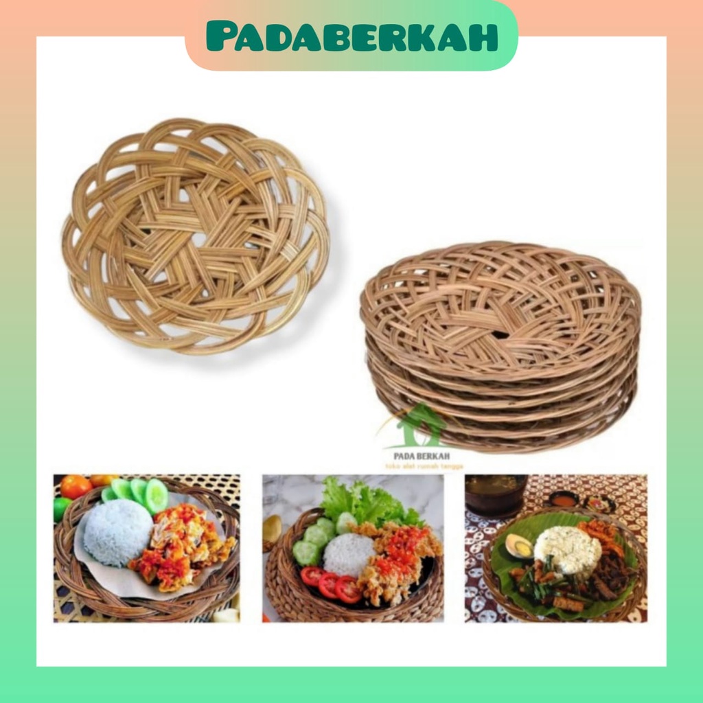 Jual TokoPadaBerkah Piring Lidi Anyaman Rotan Asli Bambu Lidi Piring