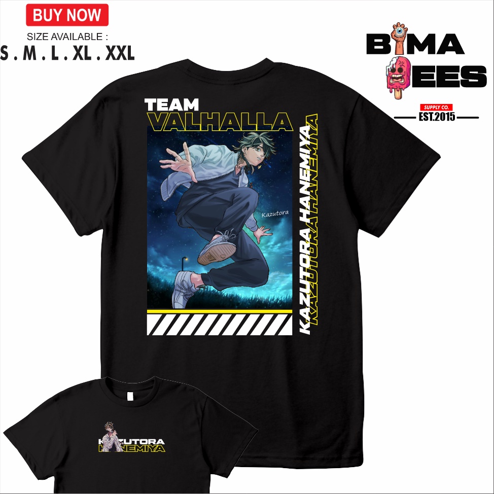 Jual Kaos Baju Anime TOKYO REVENGERS KAZUTORA HANEMIYA VALHALLA TEAM