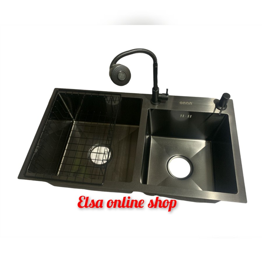 Jual Paket Lengkap Kichen Sink Onan Black Bak Cuci Piring Hitam