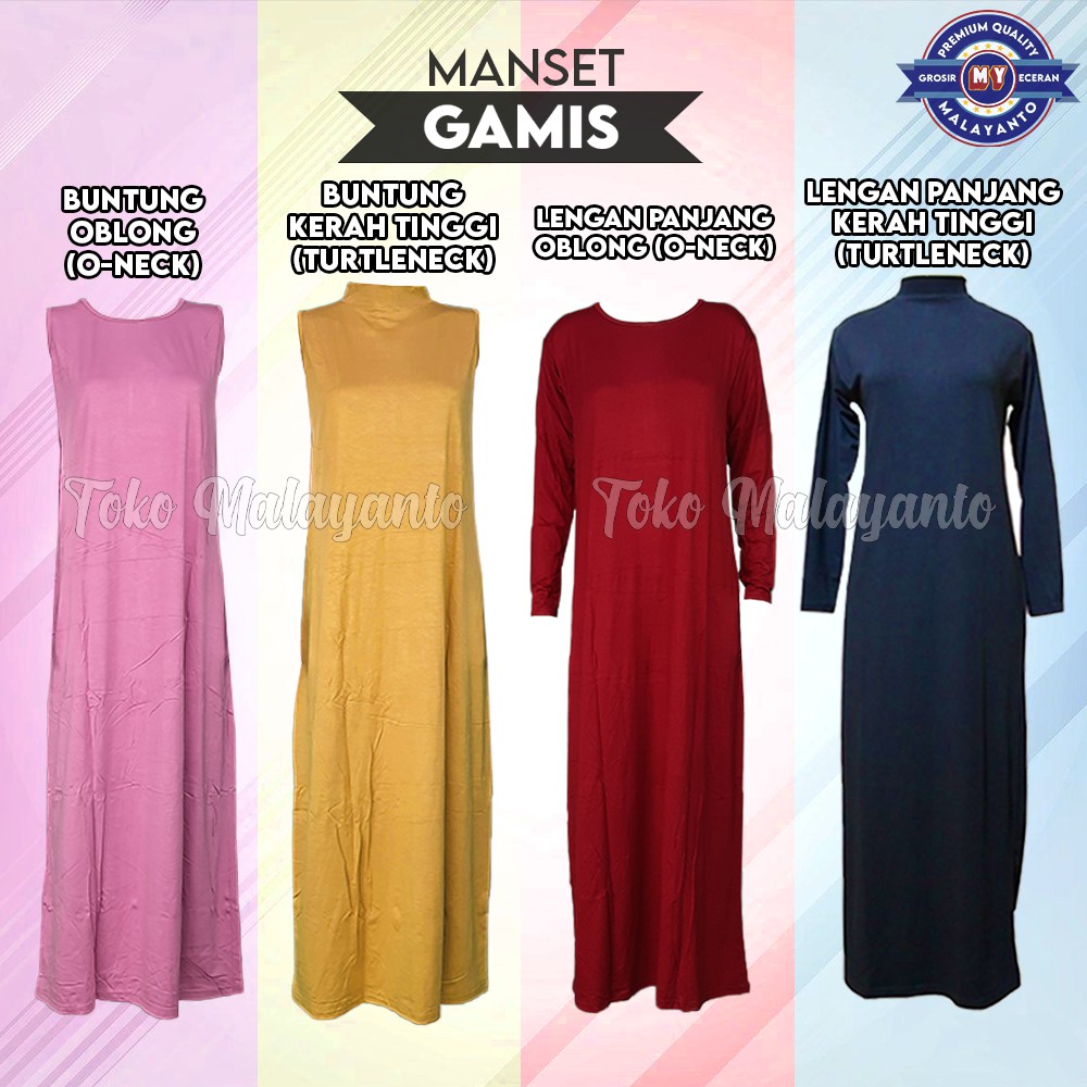 Jual Inner Dress Premium Baju Manset Gamis Lengan Panjang Tanpa Tangan