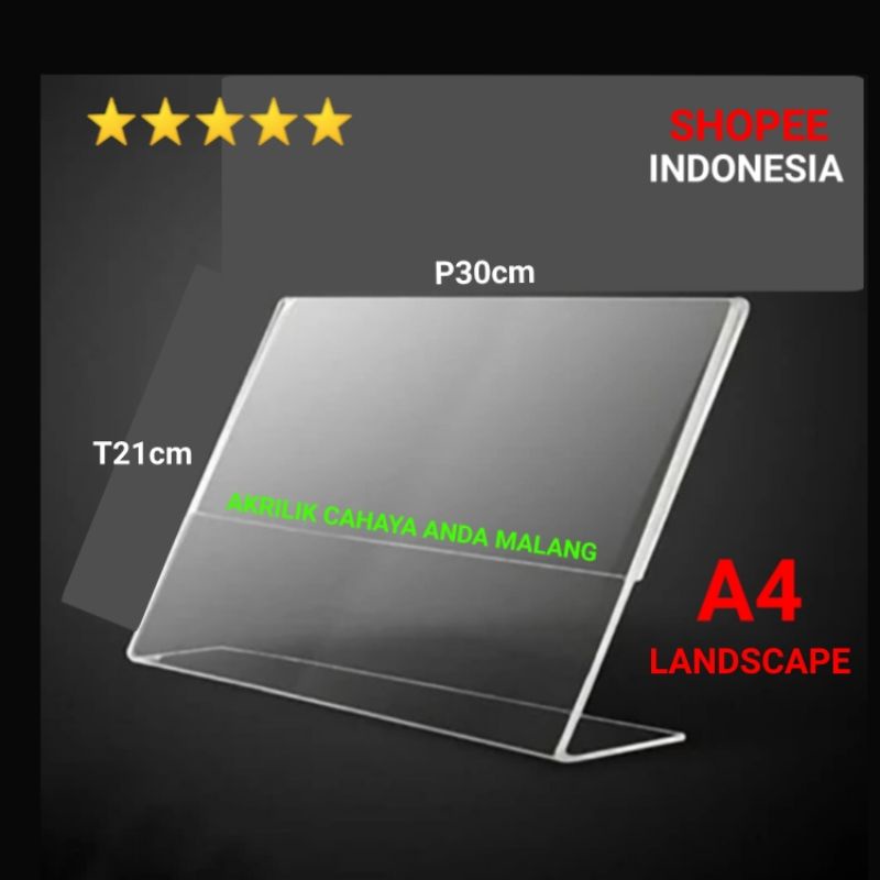 Jual TEMPAT BROSUR A4 LANDSCAPE TENT HOLDER TENT CARD AKRILIK DISPLAY