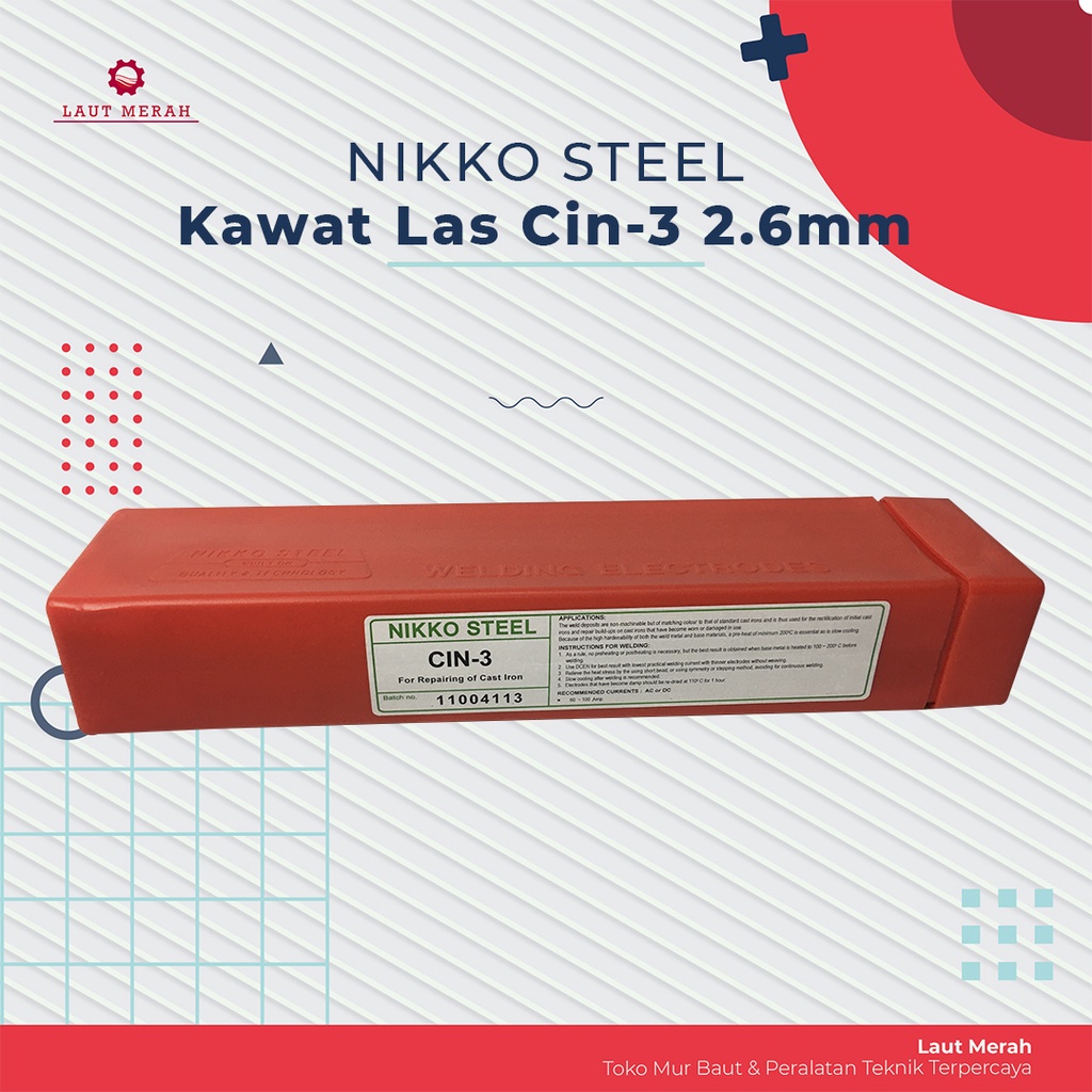 Jual KAWAT LAS BESI COR 2 6MM 1KG CAST IRON NIKKO STEEL CIN 3 CIN3