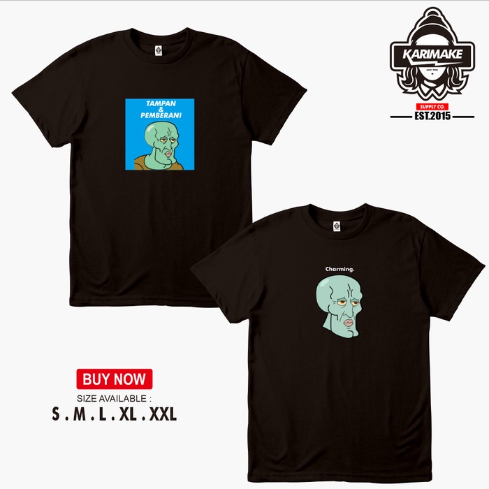 Jual Karimake Kaos Baju Spongebob Squidward Tampan Pemberani Kaos