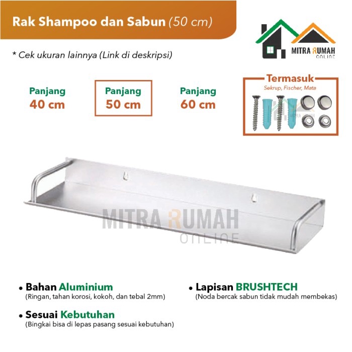 Jual Rak Dinding Kamar Mandi Tempat Sabun Sampo Toilet Datar Kotak Segi