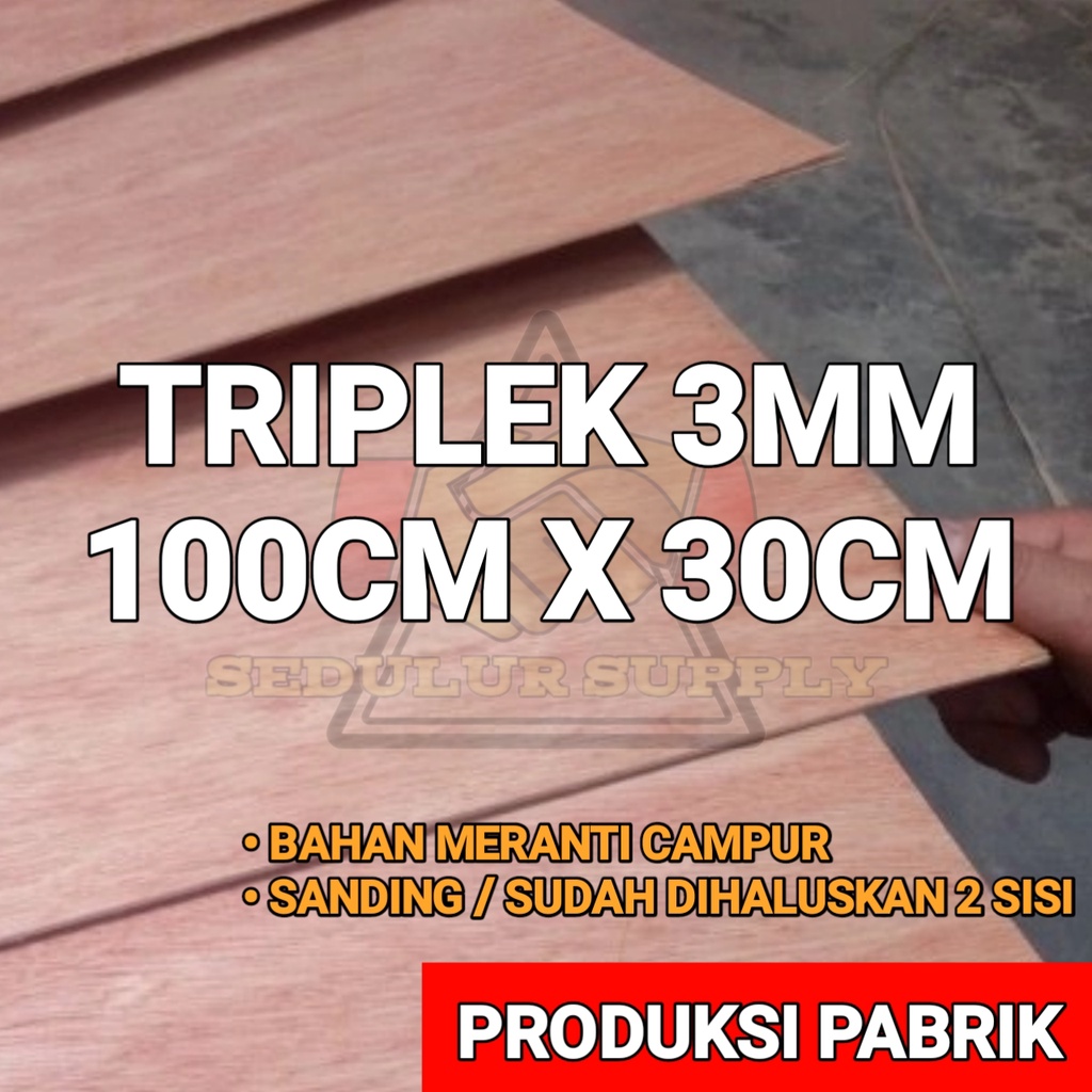 Jual PAPAN KAYU TRIPLEK MULTIPLEK 3MM MERANTI CAMPUR UKURAN 100 X 30