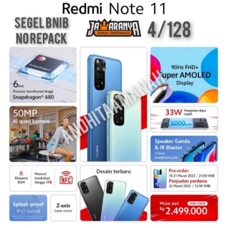 Jual Xiaomi Redmi Note 11 4 128 Segel Bnib No Repack Shopee Indonesia