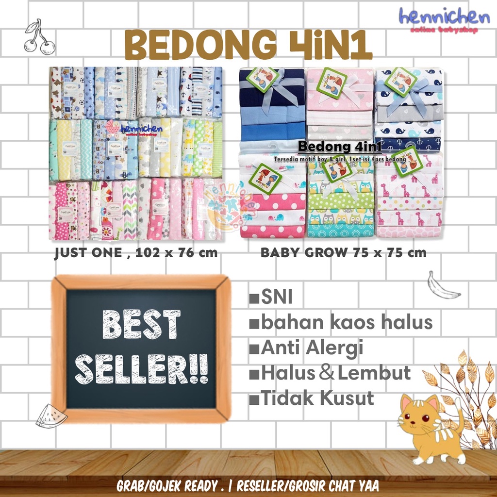 Jual PILIH MOTIF 4 Pcs Bedong 4in1 Besar FLANEL Kolaco BABY GROW