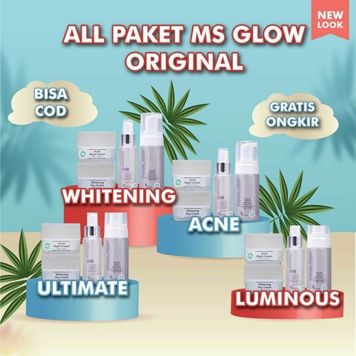 Jual Ms Glow Paket Wajah Whitening Acne Ultimate Luminous Dengan