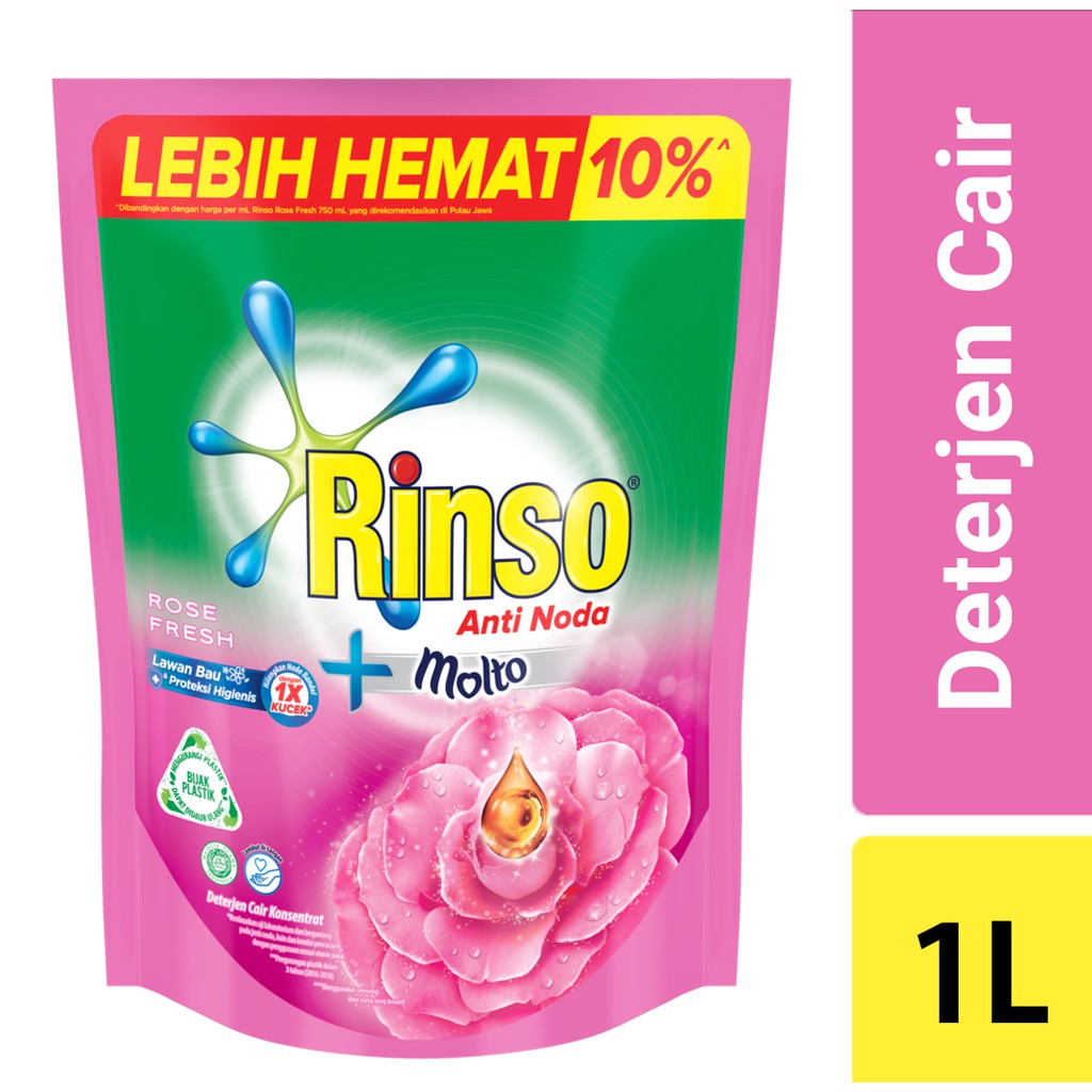 Jual Rinso Molto Deterjen Cair Rose Fresh L Shopee Indonesia