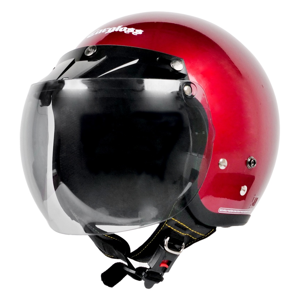 Jual Cargloss CFM Retro Visor Hebo Smoke Helm Half Face Deep Red Met