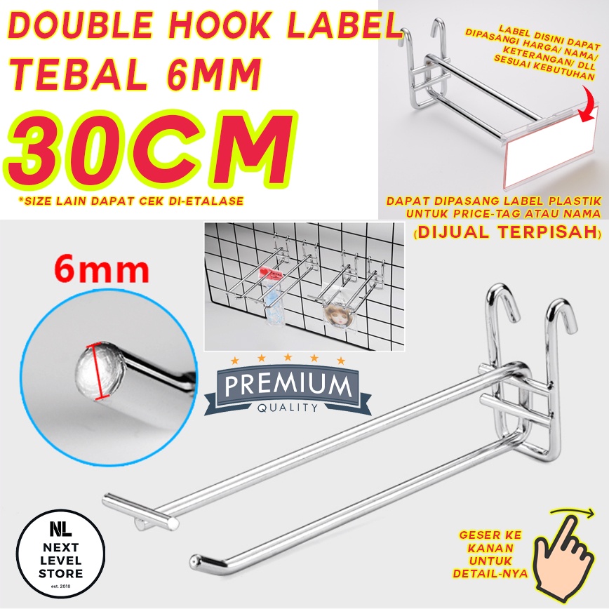 Jual Double Hook Ram Cm Tebal Mm Display Mesh Cantolan Besi