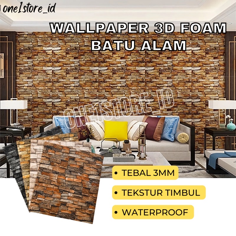 Jual Wallpaper Dinding 3D Foam Wallfoam Bata Batu Alam Dekorasi Dinding