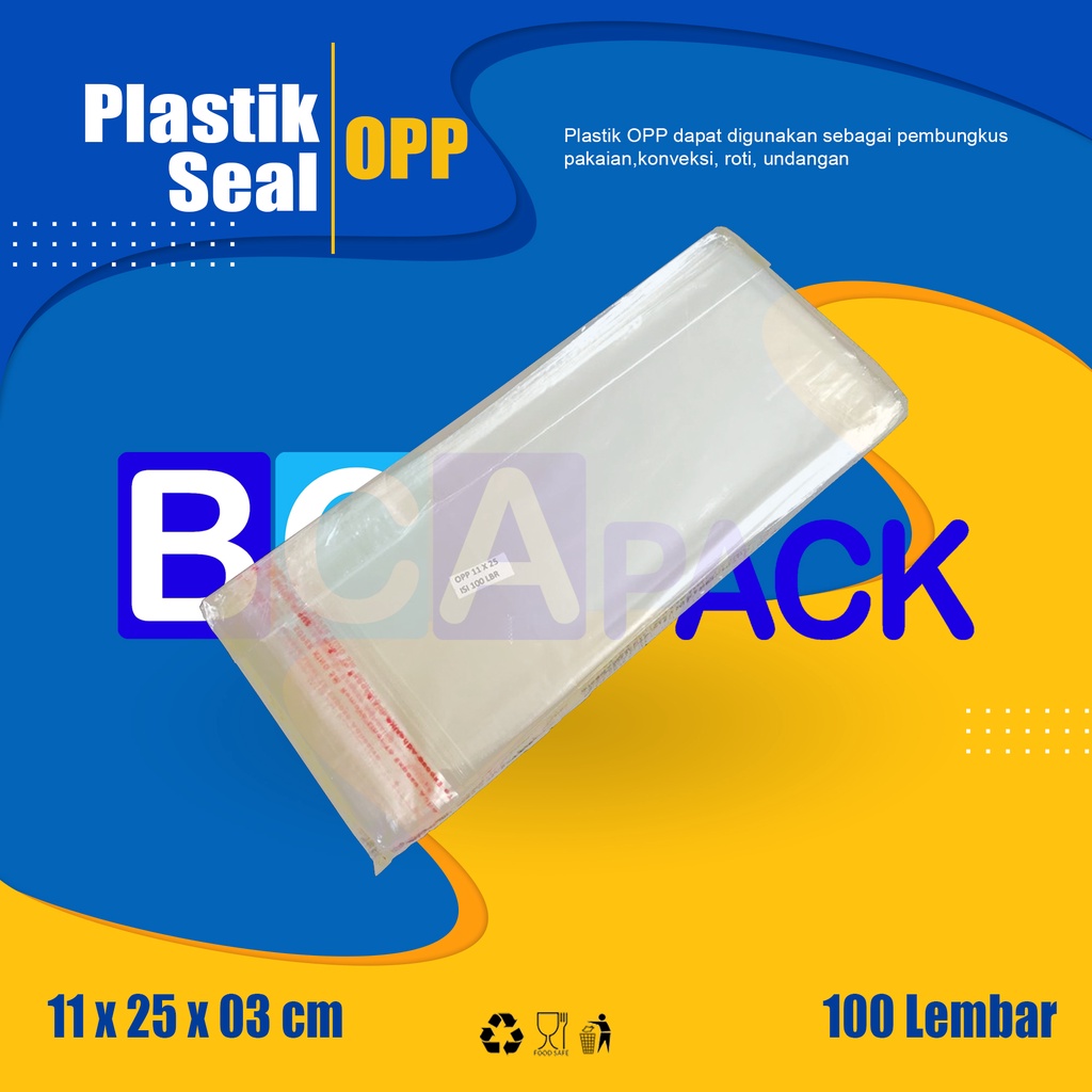 Jual PLASTIK SEAL OPP 11 X 25 X 03 KEMASAN PLASTIK BENING ISI 100