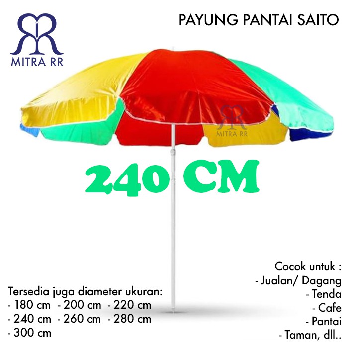 Jual Payung Pantai Pelangi Taman Cafe Tenda Jualan Dagang Parasol Saito