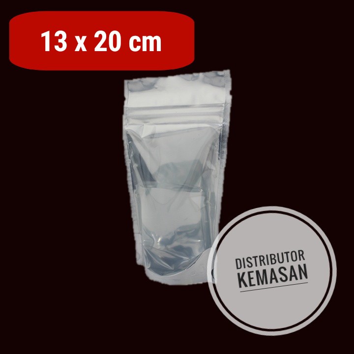 Jual Plastik Standing Pouch Aluminium Foil Kombinasi Plastik Bening 250