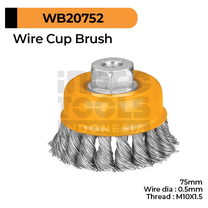 Jual Wire Braid Cup Brush Gerinda 3 Besi INGCO WB20752 Sikat Kawat