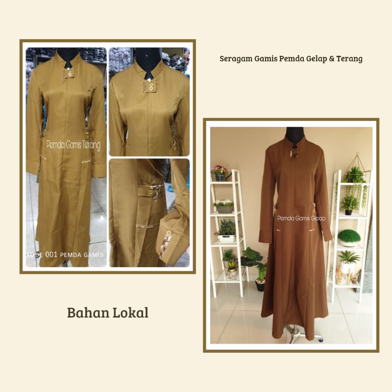 Jual Exclusicve New Seragam Gamis Pemda Gelap Terang Asn Khaki