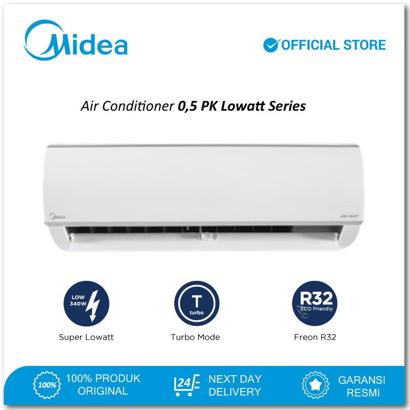 Jual Midea AC 1 2 PK Low Watt MSFO 05CRLN2 FREE AKSESORIS Shopee