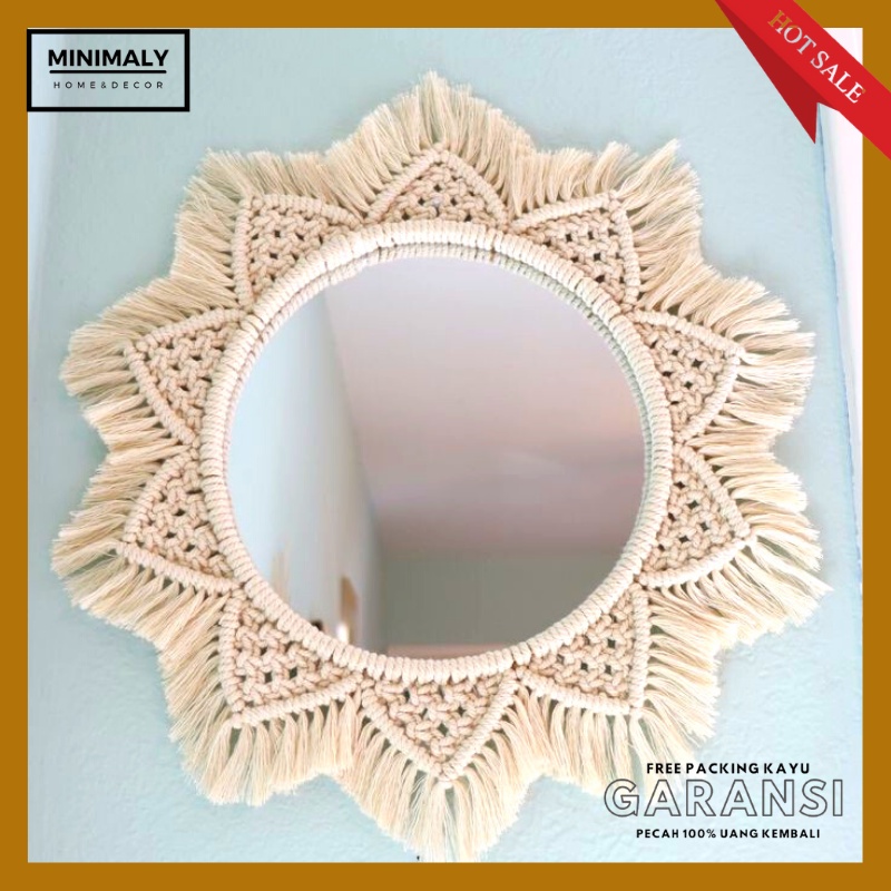 Jual Cermin Aesthetic Cermin Macrame Diameter Cermin Gantung