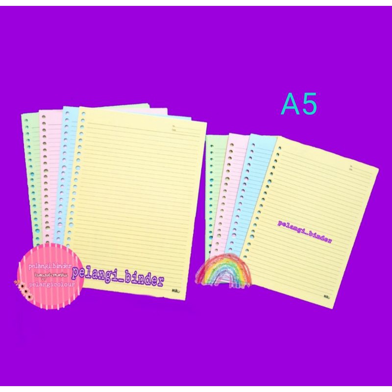 Jual Kertas Isi Binder Polos Warna Loose Leaf Polos Warna Ukuran A