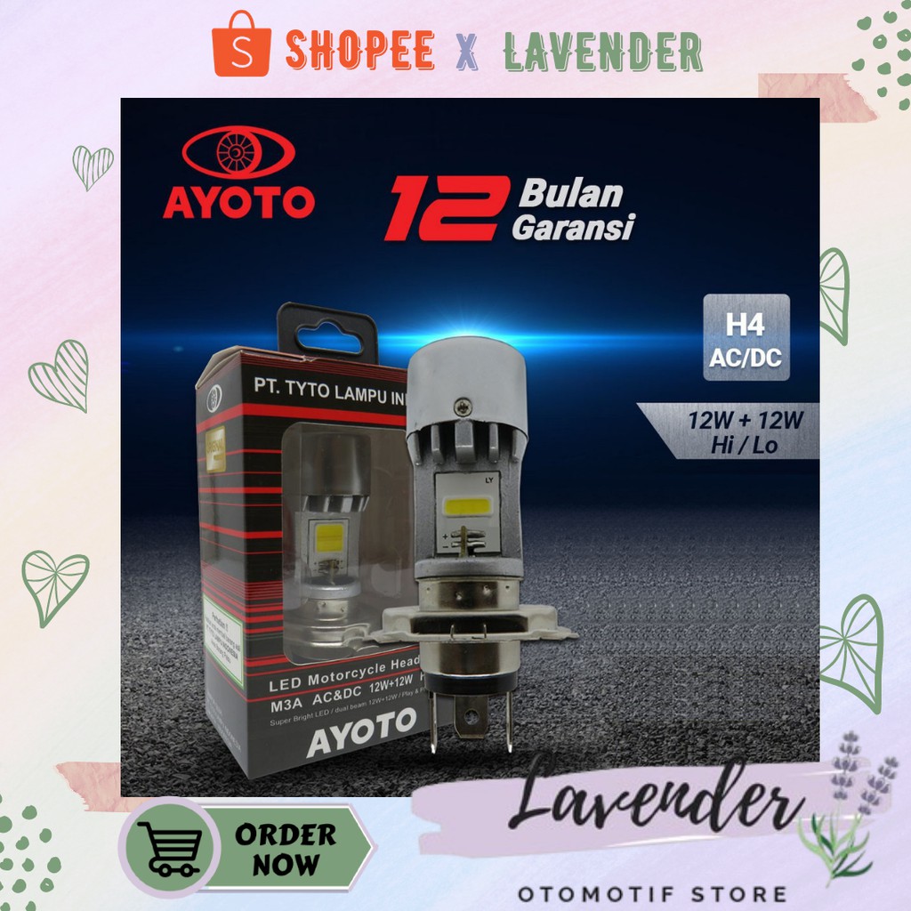 Jual Lavender Lampu Motor Depan Headlamp LED AYOTO H4 AYOTO AC DC M3A