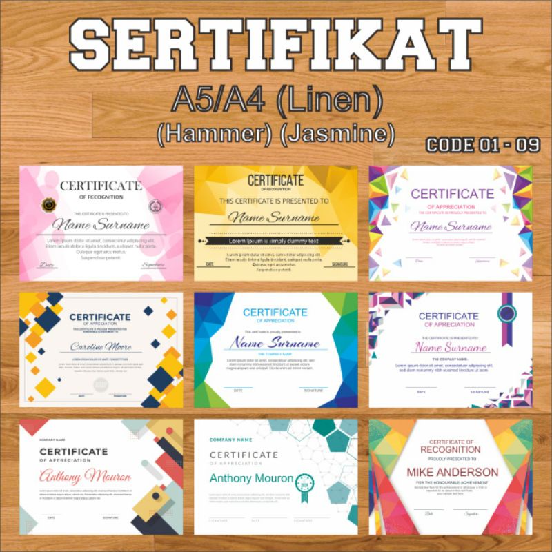 Jual SERTIFIKAT PIAGAM PENGHARGAAN MURAH BAHAN LINEN HAMMER