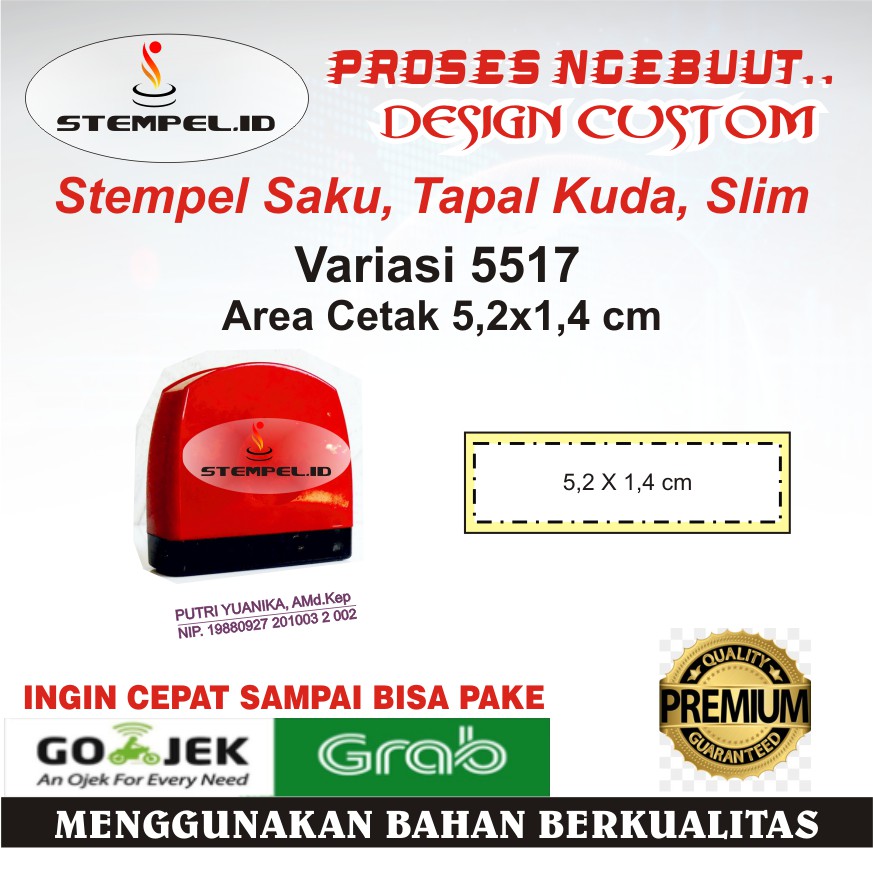 Jual Stempel Custom Saku Slim I Stempel Nama NIP Nomor Telepon Perawat