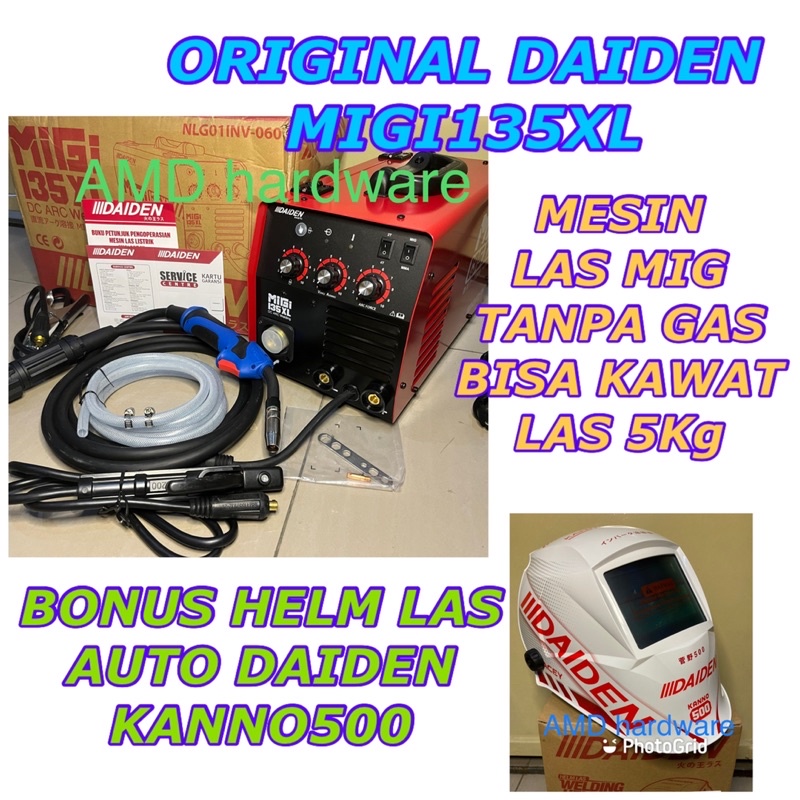 Jual DAIDEN MIGI135XL MESIN LAS MIG TANPA GAS 130 A FLUX CORE Migi 135