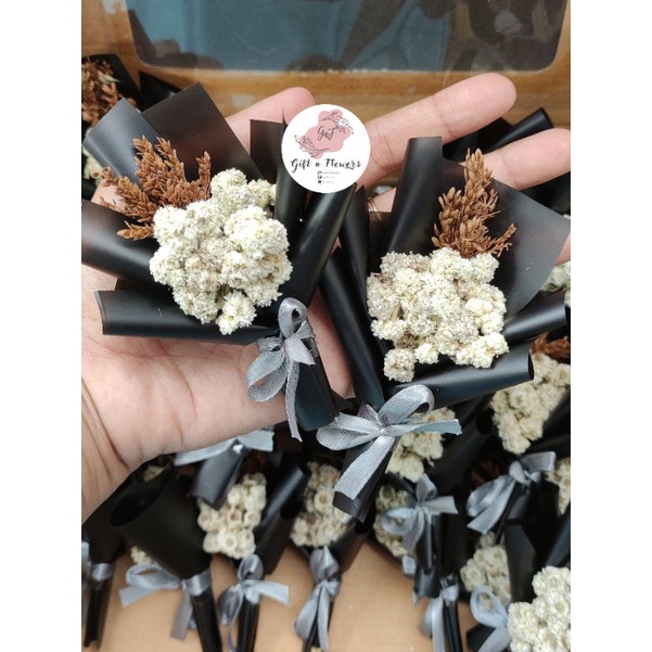 Jual Mini Bucket Dried Flowers Buket Mini Bunga Kering Edelweis Untuk