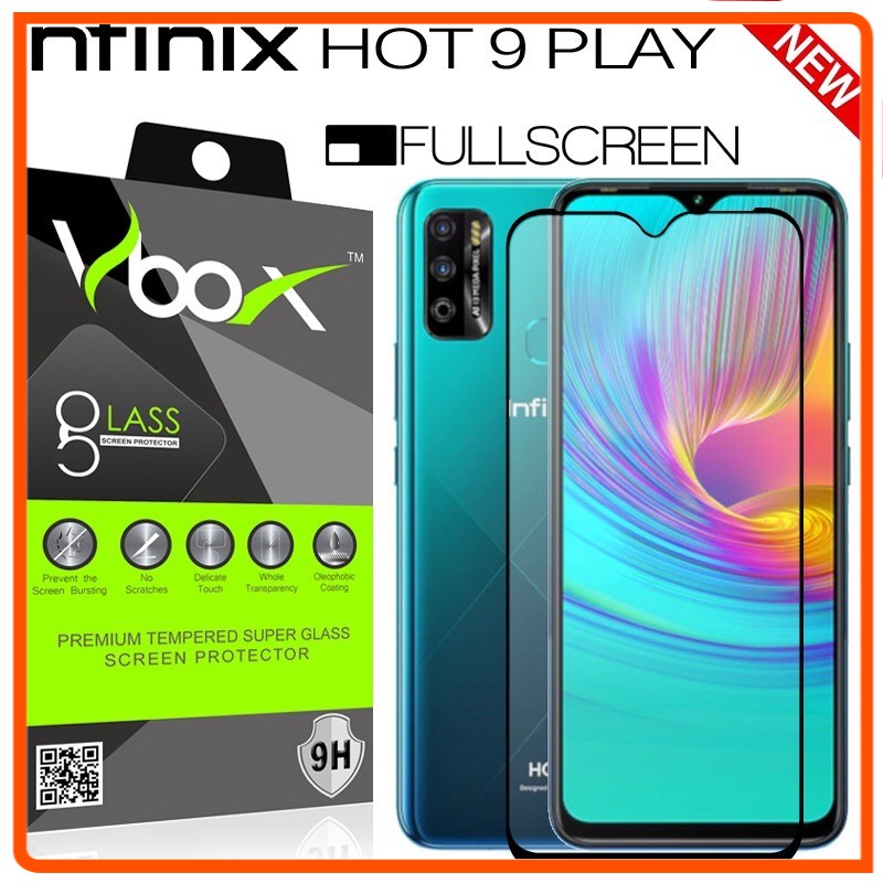 Jual INFINIX HOT 9 PLAY TEMPERED GLASS FULL SCREEN COVERAGE FULL GLUE