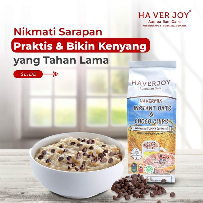 Jual Haverjoy Instan Oats Choco Chips 500gr Shopee Indonesia