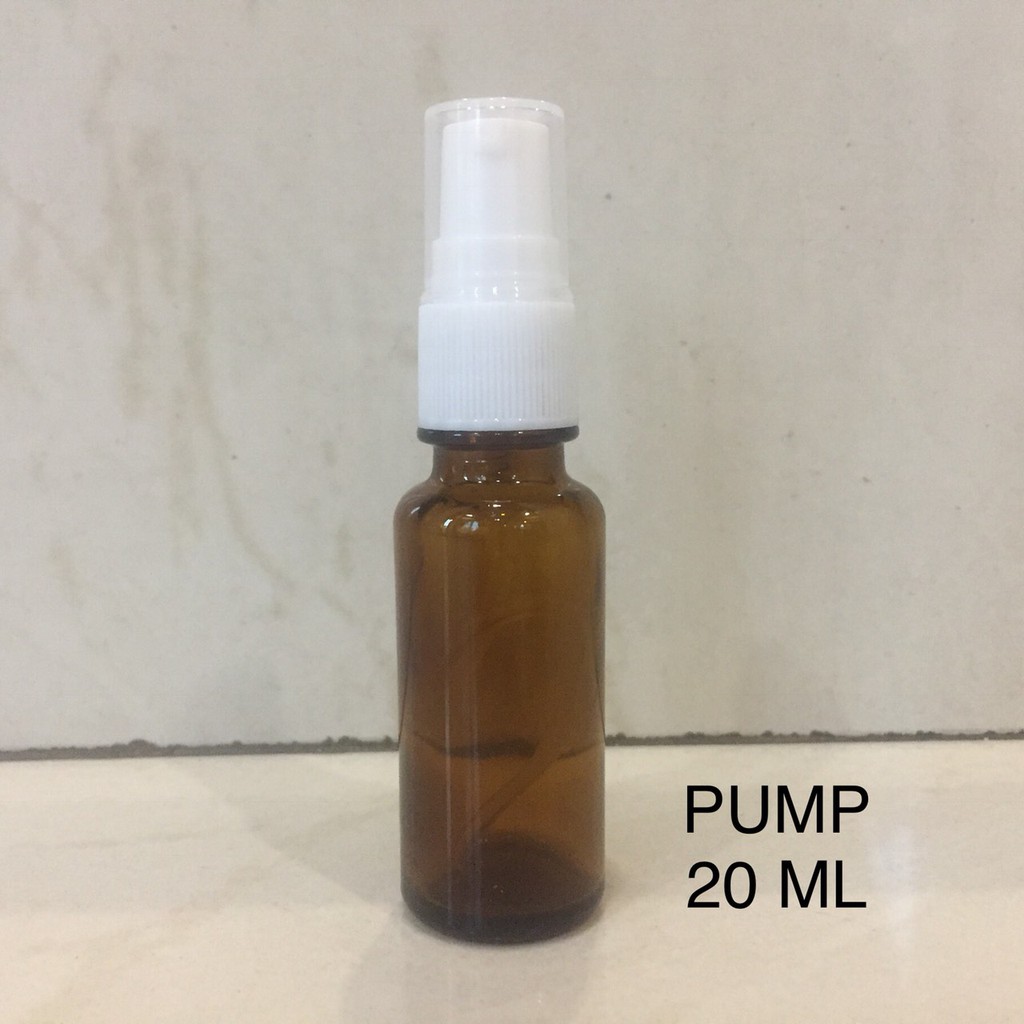 Jual Botol Kaca Amber Coklat Pump 20 ML Shopee Indonesia