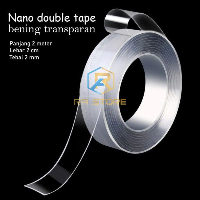 Jual Nano Double Tape Bening Transparan Panjang M Lebar Cm Tebal Mm