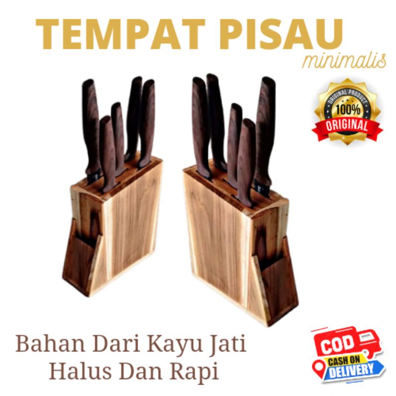 Jual Rak Pisau Dan Gunting Tempat Pisau Wadah Pisau Bahan Kayu Jati