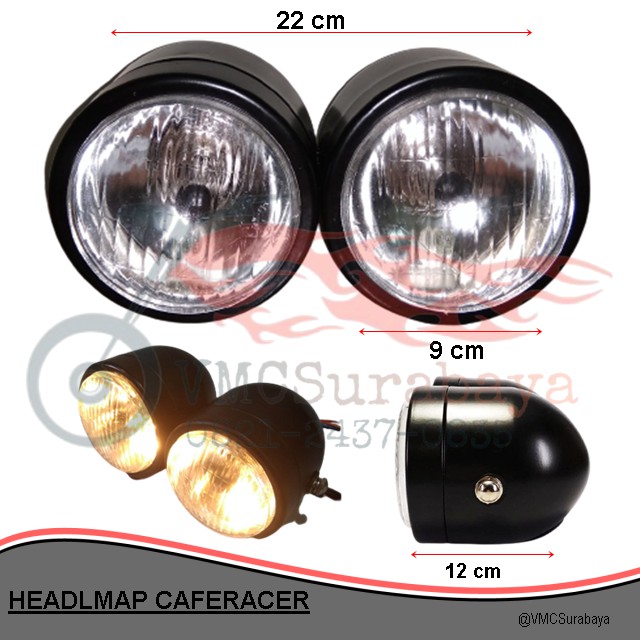 Jual Headlamp Reflektor Lampu Depan Double Lampu Cafe Racer Japstyle