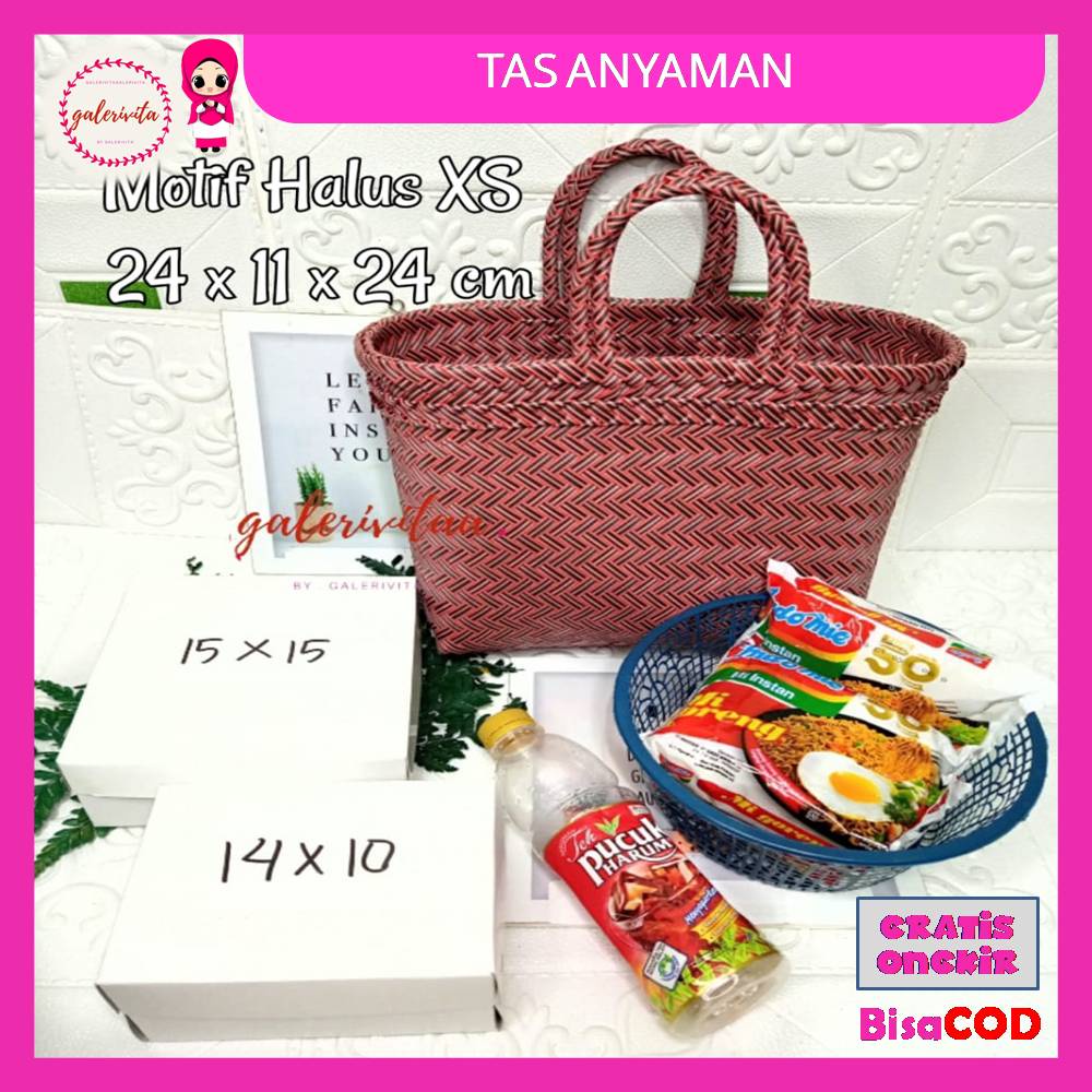 Jual Tas Anyaman Plastik Kotak Mini Untuk Souvenir Bingkisan Berkatan