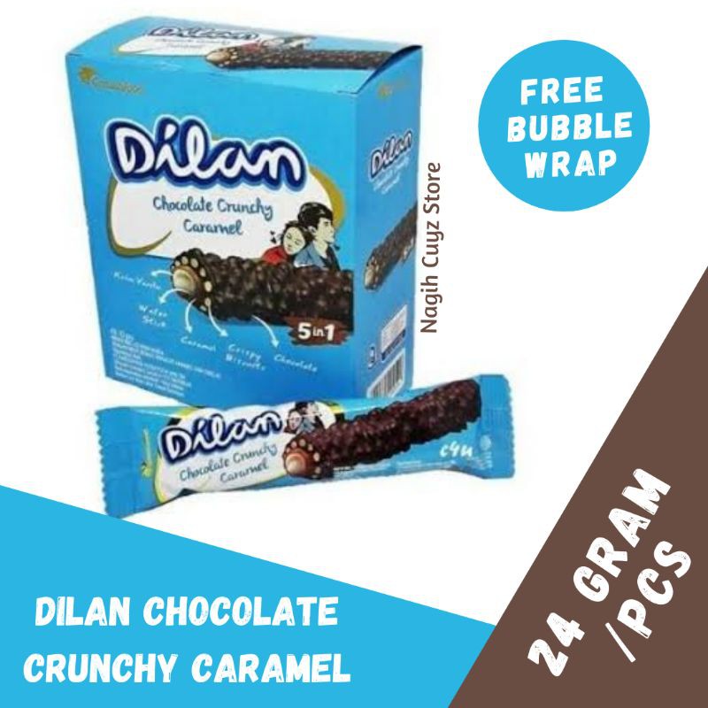 Jual DILAN CHOCOLATE CRUNCHY CARAMEL WAFER ROLL ISI KRIM VANILA DENGAN