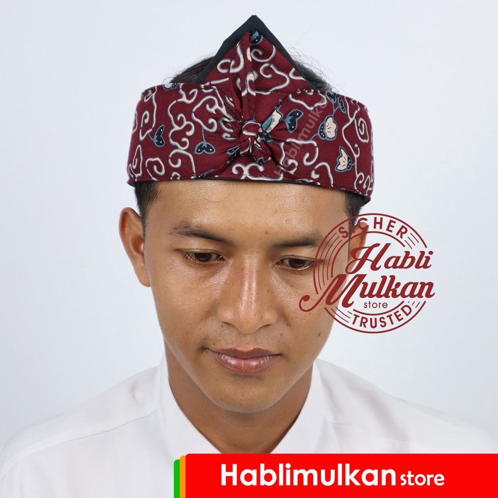 Jual Iket Kepala Praktis Tradisional Sunda Jawa Batik Wadasan Marun