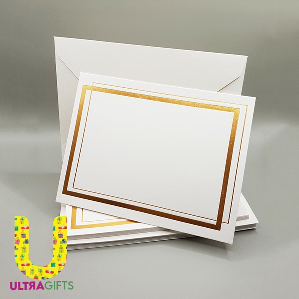 Jual Set Kartu Dan Amplop Ucapan Kosong Blank Card Gold Frame