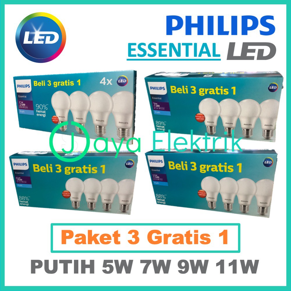 Jual Lampu Philips Led Essential Paket W W W W Putih Led