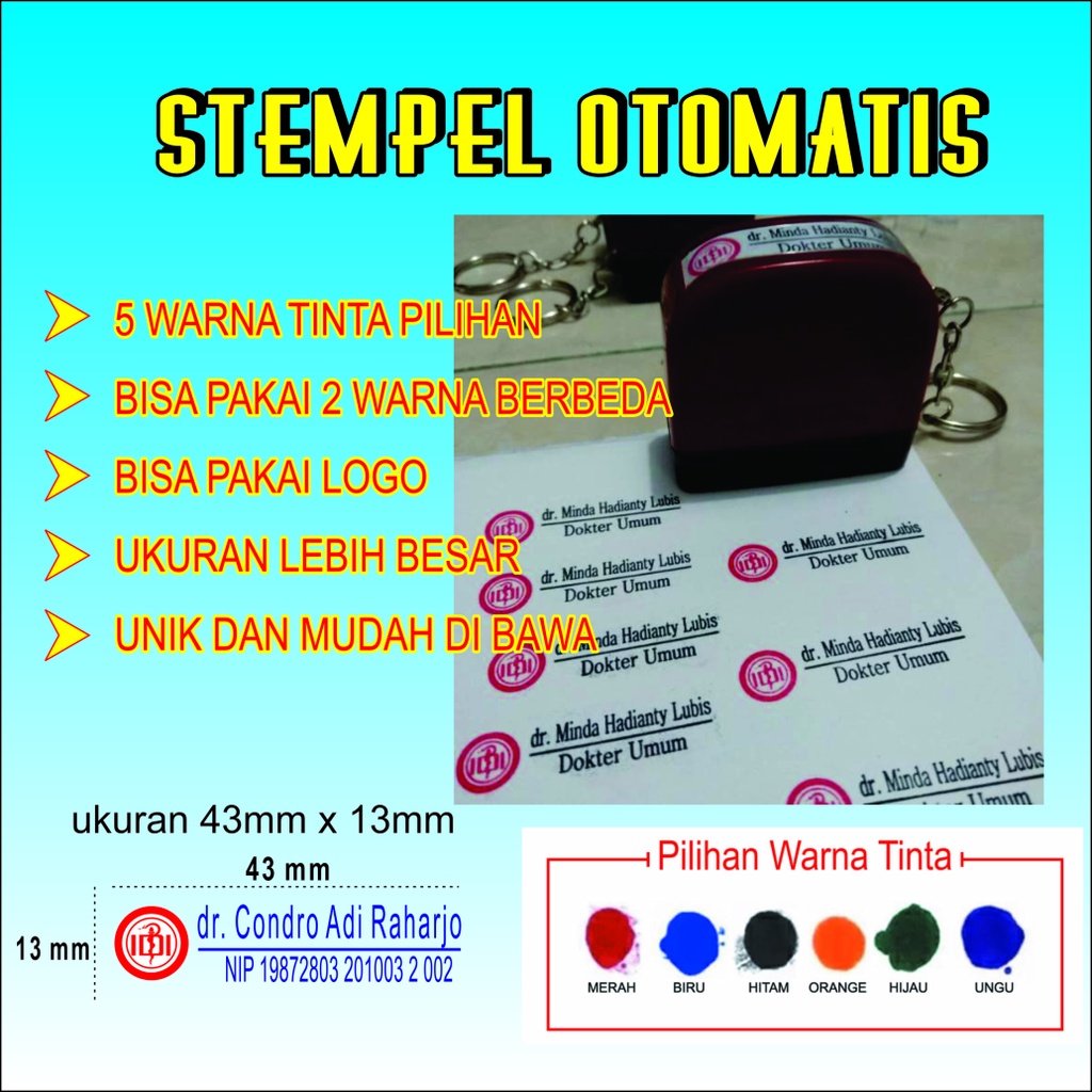 Jual Stempel Nama Otomatis NIP Dokter Logo Lunas Shopee Indonesia