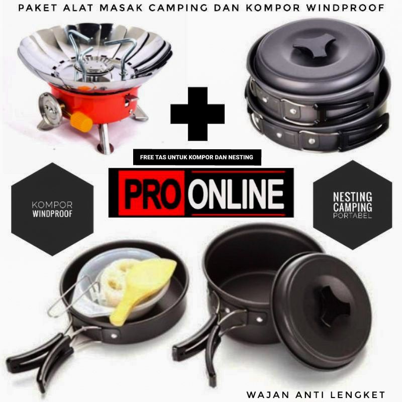 Jual Paket Hemat Cooking Set Nesting Person Kemping Wajan Kompor