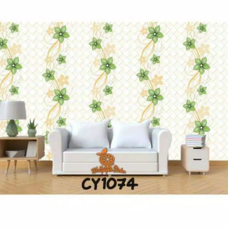 Jual Wallpaper Dinding Sticker Motif Ketupat Bunga Hijau D