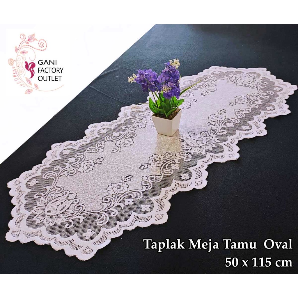 Jual Taplak Meja Tamu Oval 50 X 115 Cm Minimalis Bahan Kain Polyester