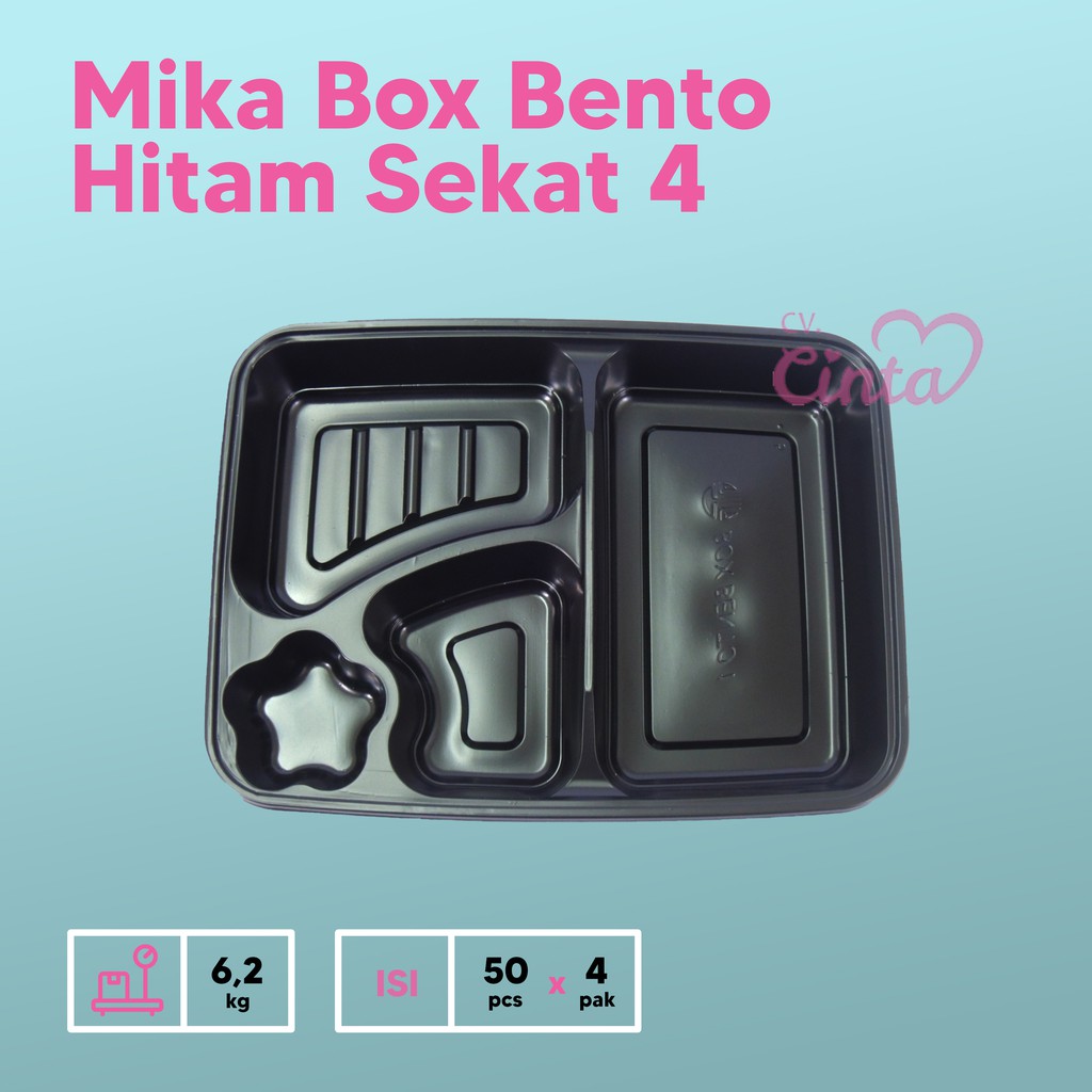 Jual Mika Box Bento 4 Sekat Isi 200Pcs Mika Lunch Box Kotak Makan