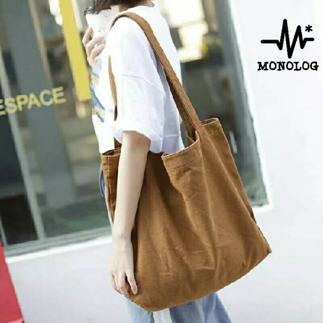 Jual Monolog Premium Large Canvas Tote Bag Shopping Tas Kanvas