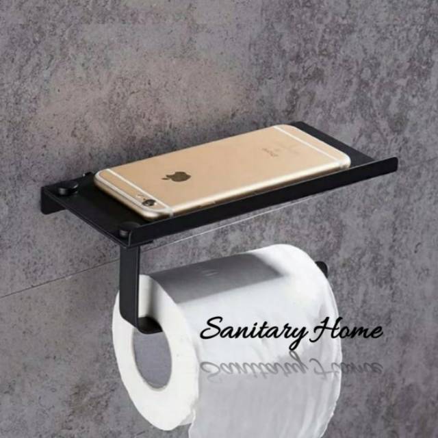 Jual Tempat Tisu Elegan Black Stainless Rak Tisu Gulung Hitam