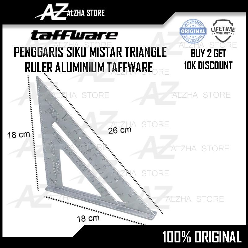 Jual Best Quality Penggaris Siku Mistar Triangle Ruler Aluminium