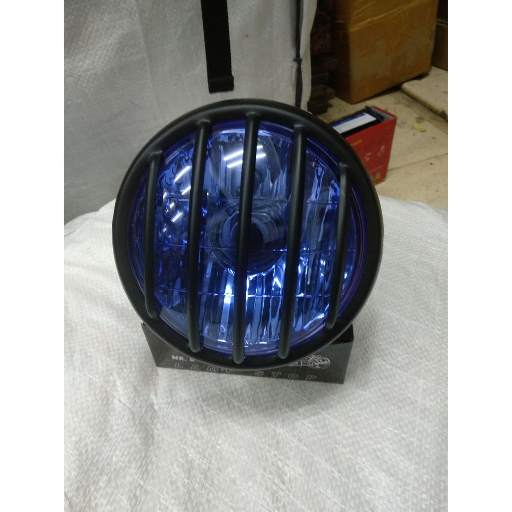 Jual Headlamp Lampu Depan Motor Bulat Variasi Custom Model Batok Garis